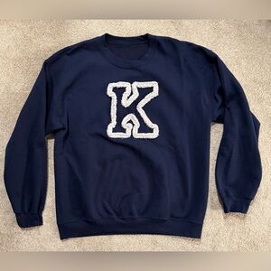 Navy Blue Sweatshirt with White 'K' Appliqué Size Large
